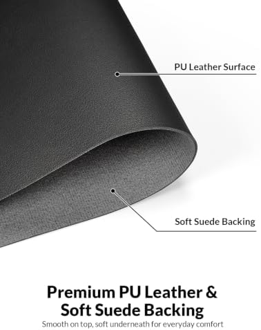 Leather Desk Mat 55" x 24", Non-Slip Waterproof PU Leather Desk Pad Protector, Large Mouse Pad & Writing Mat for Office, Home, Laptop and Keyboard, Black