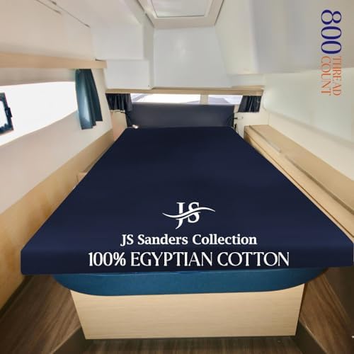 JS Sanders AFT Berth Boat Sheet 1 Pcs 600 TC Egyptian Cotton, Navy Blue