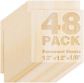 Basswood Sheets 12"x12"x1/8",3mm Basswood for Laser Cutting,Thin Plywood Board Unfinished Wood for Crafts, DIY Architectural Models Making, Wood Engraving (12inchx12inch-1/8-48Packs)