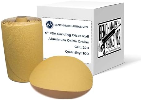Benchmark Abrasives 6" PSA Gold Sanding Discs, 220 Grit, 100-Count