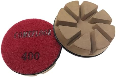 Hybrid Diamond Ceramic Polishing Pucks, Aggressive Concrete Terrazzo Floor Hook n Loop Grinding Pads, 3 Inch Long Using Life Transitional Discs,400# 9PCS