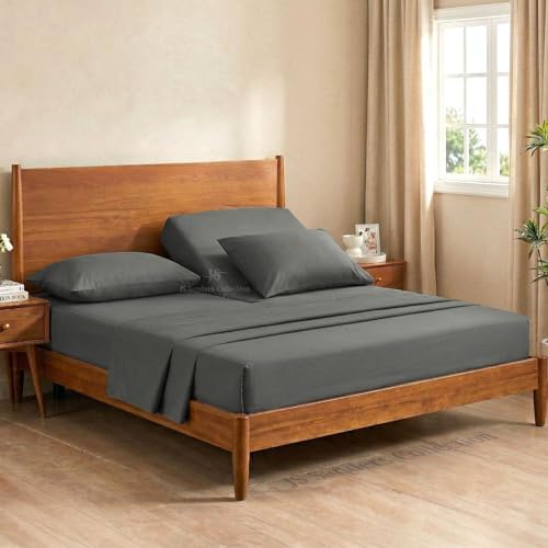 JS Sanders Collection Split Head Sheet Set 4PC Cal. King Size, Dark Grey