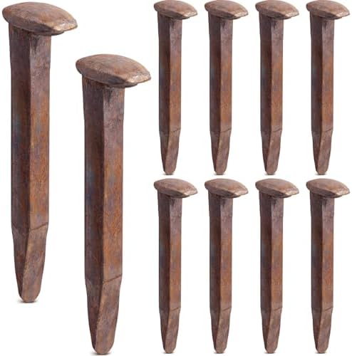 10 pcs Railroad Spike Carbon Steel Rail Road Spike Ties, 5.5 Inch, Rust Red
