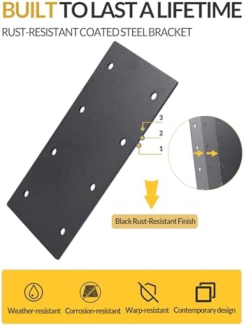 4 Pcs Ultra-Thick Straight Mending Plate, 9.25" x 4.5" Extreme Weatherproof Flat Bracket, Heavy Duty Steel I-Shape Timber Connector for 6x6 8x8 Lumber, Outdoor Pergola, Deck & Cabin