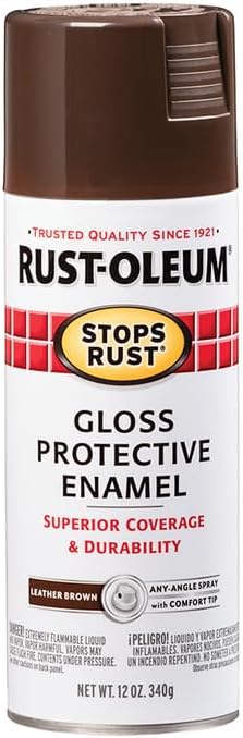 Rust-Oleum 7775830 Stops Rust Spray Paint, 12 oz, Gloss Leather Brown