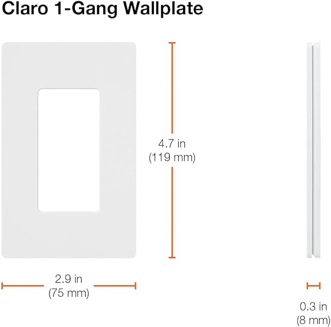 Lutron Claro Light_Switch Cover Plate-Gang Wallplate, for Decorator Light Switches, Screwless Switch Plate Cover, Gloss, CW-1-LA, Light_Almond (Pack of 2)