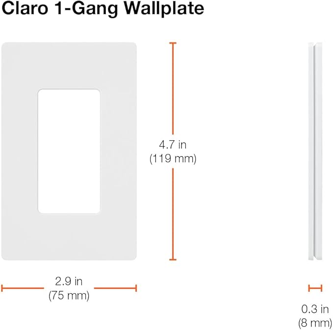 Lutron Claro 1 Gang Decorator/Rocker Wallplate, Gloss, Ivory (1-Pack) | CW-1-IV (Pack of 2)