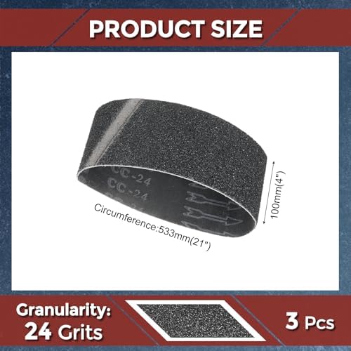 Sanding Belts 4 x 24 Inch 24 Grit Silicon Carbide 3 Pack