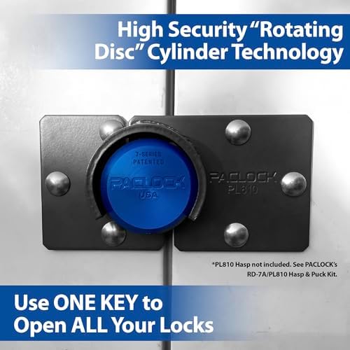 PACLOCK's 7-Series Flat Back Puck w/Tapped Holes, High Security Rotating Disc, Manufacturer-Controlled Key Assigning, Exclusive Key Number, U-Pick! Keyed Alike w/ 1 Key, 304 Stainless Steel