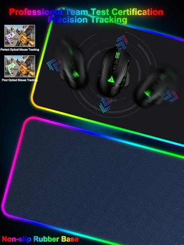 Mouse Pad with Wireless Charging, Large Desk Mat RGB Gaming Mousepad, 10 Light Colors LED Gaming Pad Keyboard Pad with Ultra-Smooth Surface & Non-Slip Rubber Base, Waterproof Full Desk Mouse Pad