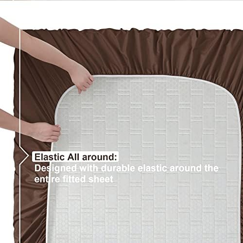 Nestl Twin Sheets Set - 3 Piece Twin Bed Sheets, Hotel Luxury, Extra Soft, Double Brushed Bedding for Twin Size, 2 Tone Brown/Beige Set, Brown Fitted Sheet, Beige Flat Sheet, Beige Pillow Case