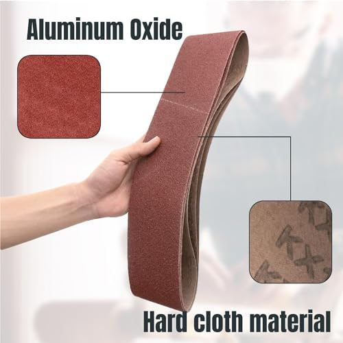 POWERTEC 30PK 4x36 Sanding Belts, 10 Each of 80/120/180 Grits Aluminum Oxide, 4 x 36 Inch Sanding Belts for Benchtop Belt and Disc Sander, Belt Sandpaper, Woodworking, Metalworking, Paint (110682)
