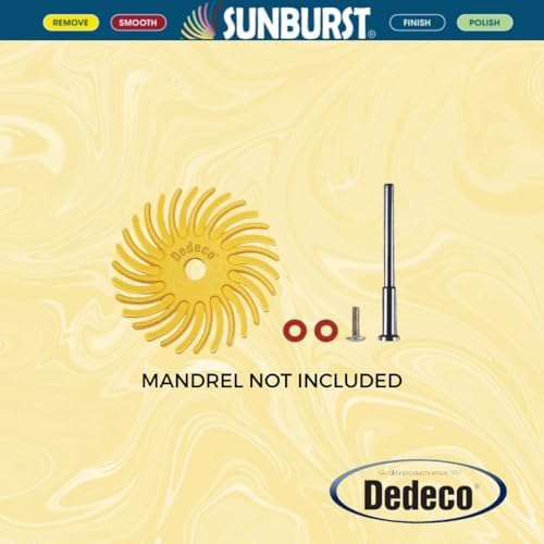 Dedeco Sunburst Radial Bristle Discs 48-Pack - 5/8" Curved Knife-Edge - Yellow 80 Grit (Coarse) - Aluminum Oxide for Polishing & Finishing