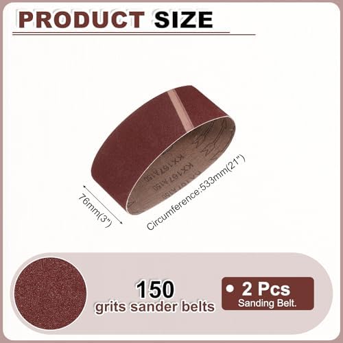 HARFINGTON 3 x 21 Inch Sanding Belts, 2 Pcs 150 Grits Aluminum Oxide