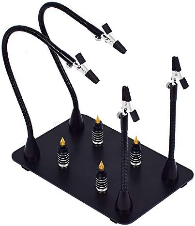 Magnetic Helping Hand, Soldering Helping Hands, 4 PCB Pillars Circuit Board Holder with Flexible Metal Arms Heavy Duty Base Electronic Repair Tool