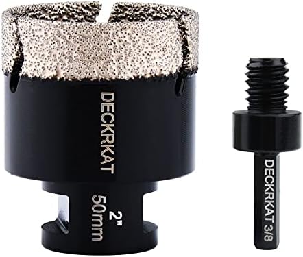 Diamond Hole Saw, 2" Hole Saw for Tiles Granite Marble Ceramic Glass Porcelain, 50mm Core Drill Bit with 5/8-11 Thread and 3/8” Hex Shank Adapter for Angle Grinders & Drills