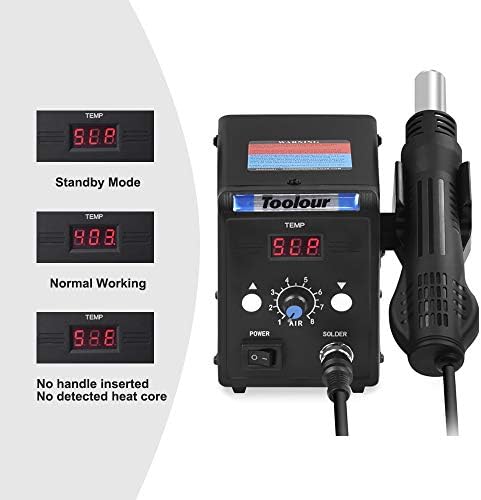 Hot Air Rework Station Solder Heat Gun,°F/°C Display,110V SMD Hot Air Gun,Temp. & Airflow Adjustable Soldering Stations for BGA IC Electronics Repair Desoldering Tool