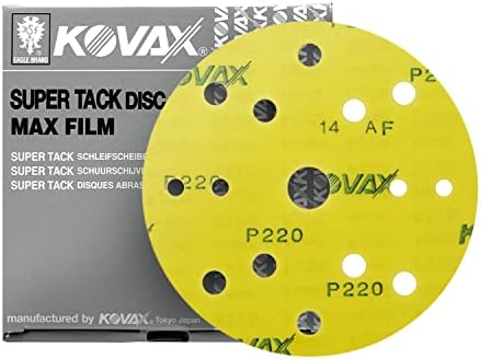 MaxFilm Ultra Premium 6 inch Sanding Discs, P220, 15 Holes, Hook & Loop, 523-0220, 50 discs