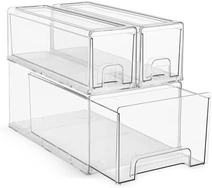 Sorbus Clear Stackable Storage Drawers with Handles (1 Large + 2 Small)