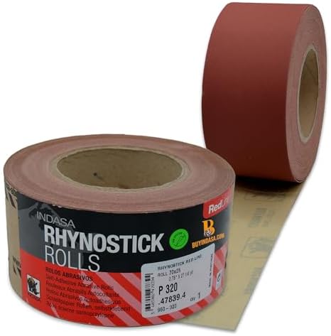 Indasa 2.75" PSA Sandpaper Roll - Rhynostick 27 Yard 60-Grit Long Continuous Roll, Self-Adhesive Stickyback Sand Paper for Woodworking, Automotive, Metal (Aluminum Oxide)