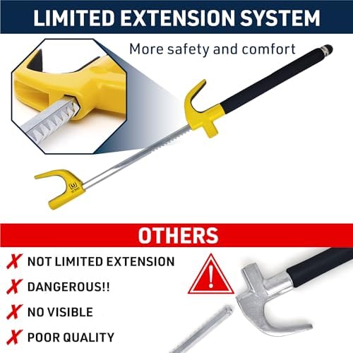 Urban UR959Y High Security Steering Wheel Lock, Most Visible Yellow Steel Double Hook, Automatic Locking, Protective Pads Optional Safety Hammer, Universal Car Anti-Theft Device for Auto SUV Van Truck