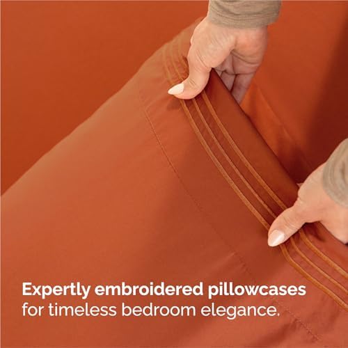 King Size 4 Piece Sheet Set - Breathable & Cooling Sheets - Terracotta
