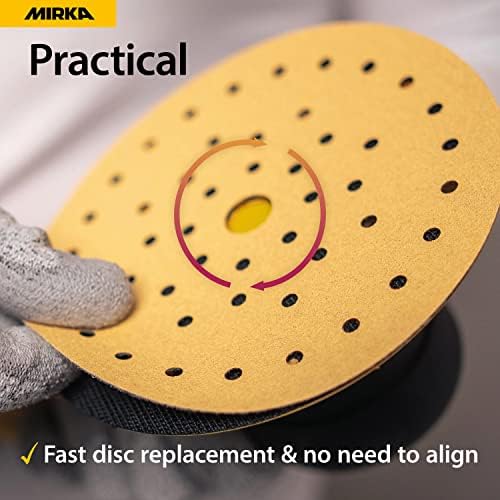 Mirka Gold Multifit 6 Inch 40 Grit Hook and Loop Sanding Discs, 50 Pack