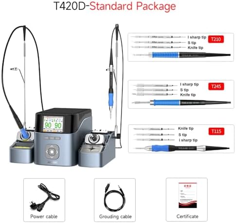 AiXun T420D 200W Dual Channel Electronics Soldering Station with T245/T210/T115 Handle and 9 Tips
