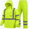 Hi Vis Class 3 Safety Rain Jacket for Men Waterproof, Reflective High Visibility Rain Gear Construction Rain Suit (Yellow 2XL/3XL)