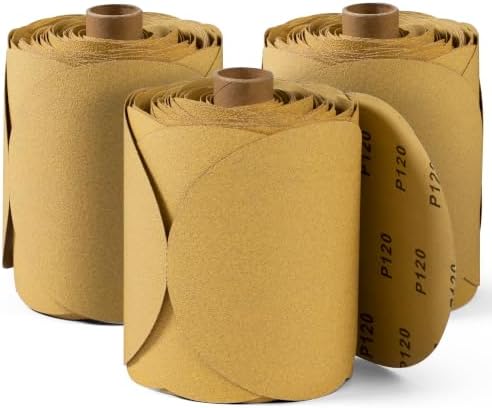 S SATC PSA Sanding Discs 120 Grit 6 Inch Sandpaper Roll 300 PCS Aluminum Oxide Adhesive-Backed Sand Paper for DA Sanders