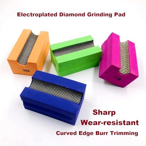 Concave Electroplated Diamond Sanding Block, 100 Grit Curved Polishing Pad for Grinding Trimming Granite Marble Glass Stone Tile Wood (1 Piece)