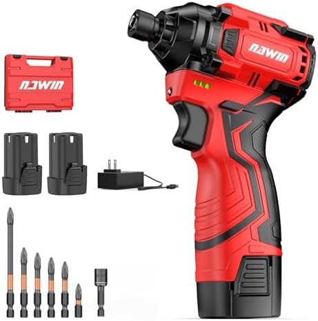 NAWIN Cordless Impact Driver Kit 16.8V Max Torque 140Nm（105ft-lbs）High Rotation Electric Impact Driver Brushless Motor Continuously Variable Rechargeable 1/4" impact driver 2.0Ah Batteries