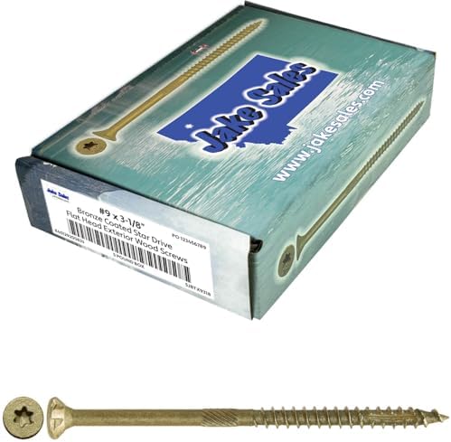 9 x 3-1/8" Bronze Coated Multipurpose Exterior Coated - ACQ Compatible Wood Screw Torx/Star Drive Flat Head 5 POUNDS CASE 3555 Screws