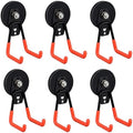 ULIBERMAGNET Heavy Duty Magnetic Garage Hooks,6 Pack Strong Large Magnet Hooks for Power Drill,Garden Tools,Hose,Pegboard,Garage, Workshop,Magnetic Storage Hook for Indoor Outdoor Hanging(Orange)