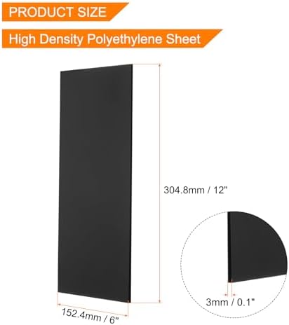 MECCANIXITY UHMW Sheet Ultra High Molecular Weight Polyethylene Sheet, 1/8" Thick Hard HDPE Plastic Sheet Board for Marine Board,DIY Craft, Marine Plywood 12" x 6" Black