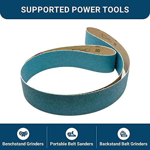 Benchmark Abrasives 2 x 72 Inch Sanding Belts with Zirconia Grains Sand Paper for Metal Grinding, Sanding, Knife Polishing, Surface Blending - Belt Sander Paper Belt for Woodworking (6 Pack), 40 Grit