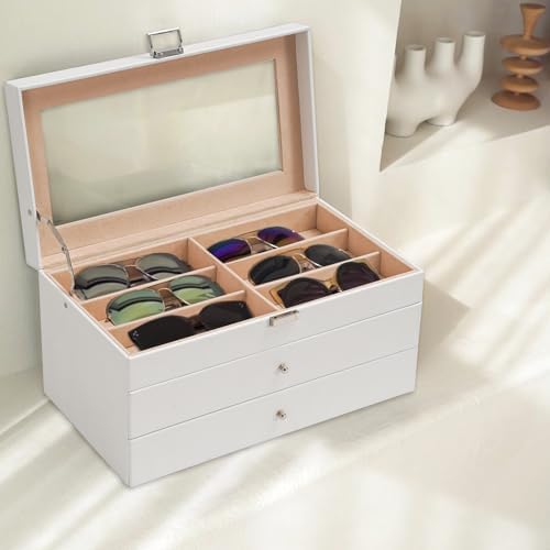 ProCase 3-Layer Sunglasses Storage Organizer -White