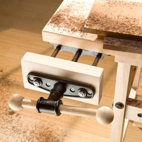 Baoblaze Workbench Clamping Device Carpentry Vise Bench Vise Clamp Steel Rod Central Threaded Bar Manual Tighten Handle Bench Mounted Suitable for home, Professional 7 Inch Woodworking Bench Vise