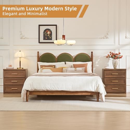 RWYHG Night Stand 3 Drawer Storage 26" Tall Wood with Gold Handle