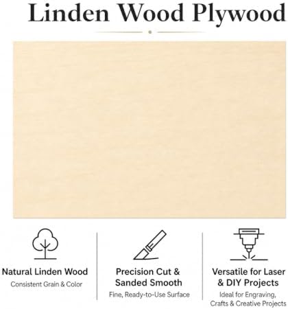 10 Pcs 6mm Basswood Plywood 18x36x1/4 inch Large Plywood Sheet Design for P3 CO2 Laser Cutting Engraving 915 x458 x3mm