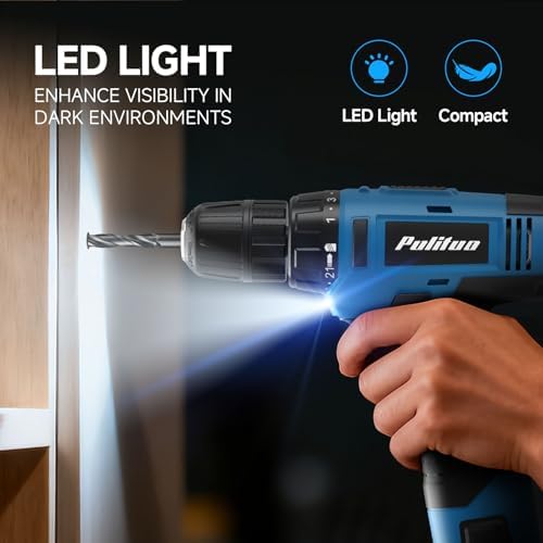 PULITUO Tool Set, 148-Piece Home Drill Set with 12V Blue Cordless Drill, Hand tool Kits, and Box, Suitable for Men, Women, and DIY Enthusiasts for Home Improvement.