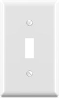 ELEGRP Toggle Light Switch Wall Plate, 1-Gang Standard Size Switch Covers, Unbreakable Polycarbonate Replacement Faceplates Covers, UL Listed, Color-matched Screws Included (1 Pack, Glossy White)
