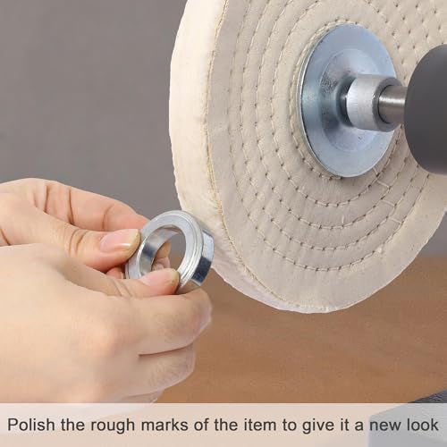 Bench Buffer Polisher Motor with 8 Inch Dual Buffering Wheels-4 Pole motor, Includes 4PCs 80Ply Thic Buffing Wheels for Buffing Metal, Jewelry, Wood, Jade, and Plastic Parts
