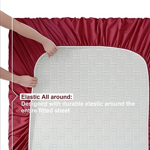 Nestl Full Sheets Set - 4 Piece Full Bed Sheets, Hotel Luxury, Extra Soft, Double Brushed Bedding for Full Size, 2 Tone Burgundy/White Set, Burgundy Fitted Sheet, White Flat Sheet, White Pillow Case