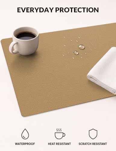 Leather Desk Pad Protector, 31.5" x 15.7", Gold Desk Mat
