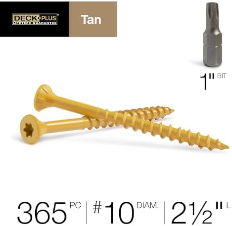 Deck Plus Deck Screws, #10 x 2-1/2in, 365 Pieces,5 Lb Box, Tan