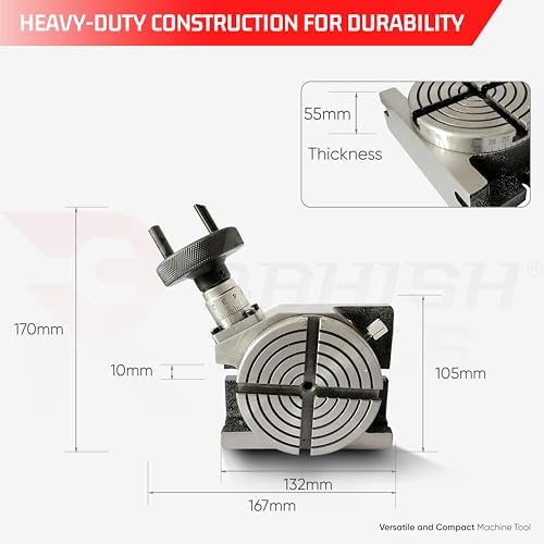 4" Rotary Table for Milling Machine, Horizontal & Vertical, 100mm
