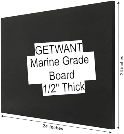 Black HDPE Sheet 24x24 Inch 1/2" Thick, 12mm Marine Grade HDPE Plastic Board, Thick Heavy Duty Black Panel for Boat, Workbench, Industrial & Outdoor Projects