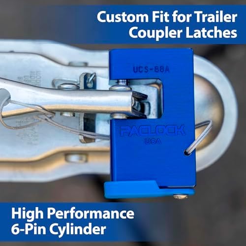 PACLOCK's 88-Series Shrouded Trailer Coupler Lock, Standard Rekeyable (SR), One Lock Keyed to a Number U-Pick! w/ 2 Keys, Black