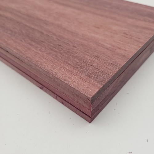 Purpleheart Wood 4 Pack Hardwood Project Board Blanks, 12 x 6 x 1/4 inches, Unfinished Lumber Planks for DIY Crafts, Carving, Laser Engraving or Scroll Saw - Exotic Thin Wood